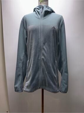 adidas Women's Pale Blue Full-Zip Hooded Jacket Size L